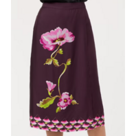 JOHNNY WAS WOMEN'S TILLI FAUX WRAP MIDI SKIRT FLEURS O ATHENA L77425 SZ MEDIUM M