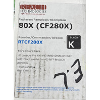 REACH TECHNOLOGIES 80X CF280X TONER REPLACEMENT CARTRIDGE BLACK K RTCF280X