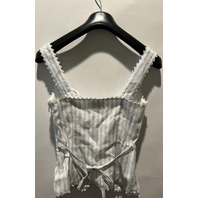 REFORMATION WOMENS VIOLA LINEN SWAN STRIPE BLOUSE SIZE 4 1317270SPW004