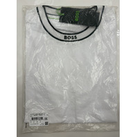 BOSS MEN'S TEE 5 COTTON T SHIRT W LOGO CREW NECK 50554862 SIZE XS WHITE BLACK