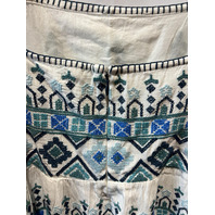 SUNDANCE GARDEN SUNSET DRESS WHITE AND BLUE BOHO MIDI EMBROIDERED DRESS SIZE 10