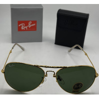 RAYBAN 3479 POLISHED GOLD FRAMES 62-15-145 SUNGLASSES G-15 LENS DOUBLE FOLDING