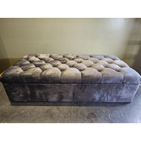 BABION STORAGE BENCH BUTTON TUFTED OTTOMAN UPHOLSTERED DARK GREY 46"x15"x16.73"