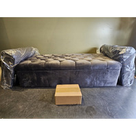 BABION STORAGE BENCH BUTTON TUFTED OTTOMAN UPHOLSTERED DARK GREY 46"x15"x16.73"