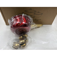 12PC STAINLESS STEEL COOKWARE SET POTS AND PANS IN RED W GOLD HANDLES BRAND NEW