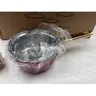 12PC STAINLESS STEEL COOKWARE SET POTS AND PANS IN RED W GOLD HANDLES BRAND NEW