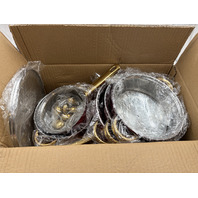 12PC STAINLESS STEEL COOKWARE SET POTS AND PANS IN RED W GOLD HANDLES BRAND NEW
