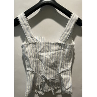 REFORMATION WOMENS VIOLA LINEN SWAN STRIPE BLOUSE SIZE 2 1317270SPW002
