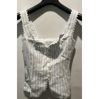 REFORMATION WOMENS VIOLA LINEN SWAN STRIPE BLOUSE SIZE 2 1317270SPW002