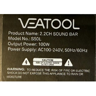 VEATOOL S50L 2.2CH 100W BLACK WIRELESS BLUETOOTH SPEAKER SOUND BAR FOR TV