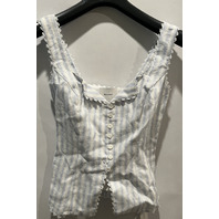REFORMATION WOMENS VIOLA LINEN SWAN STRIPE BLOUSE SIZE 0 1317270SPW000