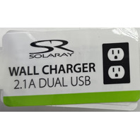 LOT OF 24 SOLARAY 2.1A DUAL USB ASSORTED COLOR WALL CHARGER BULK