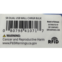 LOT OF 24 SOLARAY 2.1A DUAL USB ASSORTED COLOR WALL CHARGER BULK