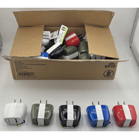 LOT OF 24 SOLARAY 2.1A DUAL USB ASSORTED COLOR WALL CHARGER BULK