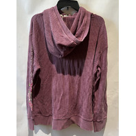 SUNDANCE JOLENE EMBRODIERED FLROAL ZIP UP HOODIE PURPLE WAFFLE KNIT BOHO SIZE XL