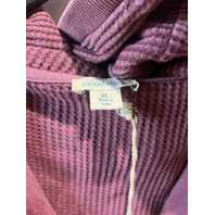 SUNDANCE JOLENE EMBRODIERED FLROAL ZIP UP HOODIE PURPLE WAFFLE KNIT BOHO SIZE XL