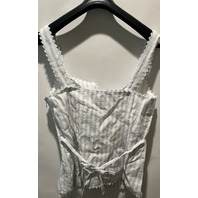REFORMATION WOMENS VIOLA LINEN SWAN STRIPE BLOUSE SIZE 12 1317270SPW012