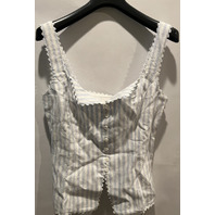 REFORMATION WOMENS VIOLA LINEN SWAN STRIPE BLOUSE SIZE 12 1317270SPW012