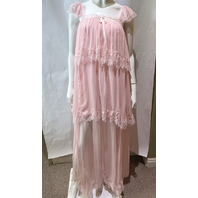 LOVE SHACK FANCY MARALEE SILK CHIFFON MAXI DRESS POTPOURRI PINK D3086-3311 SZ L