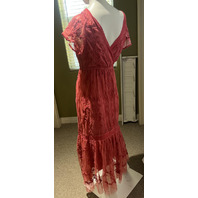SUNDANCE CATALOG ROSE PINK CORAL MAYFIELD EMBROIDERED LACE FORMAL DRESS SMALL S