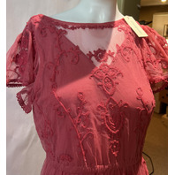 SUNDANCE CATALOG ROSE PINK CORAL MAYFIELD EMBROIDERED LACE FORMAL DRESS SMALL S