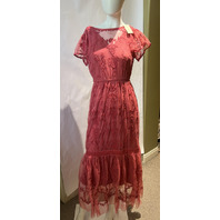 SUNDANCE CATALOG ROSE PINK CORAL MAYFIELD EMBROIDERED LACE FORMAL DRESS SMALL S