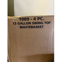 LOT OF 4 STERILITE 1089 13 GALLON WASTEBASKET WITH SWING TOP LIDDED BRAND NEW