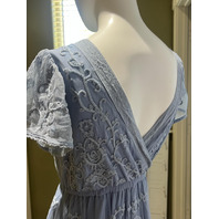 SUNDANCE CATALOG SKY BLUE MAYFIELD EMBROIDERED LACE FORMAL DRESS PS PETITE SMALL