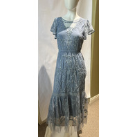 SUNDANCE CATALOG SKY BLUE MAYFIELD EMBROIDERED LACE FORMAL DRESS PS PETITE SMALL