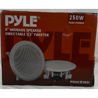PYLE PDIC81RD 8" MIDBASS SPEAKER PAIR DIRECTABLE 1/2" TWEETER 250W PEAK POWER
