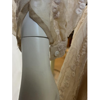 SUNDANCE EMBROIDERED LACE DRESS V-NECK W BUTTONS CREAM PETITE XS 106725-PXS-CHMP