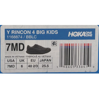 HOKA YOUTH Y RINCON  4 BIG KIDS 7MD BLACK/BLACK MESH 40 2/3 1168874 BBLC