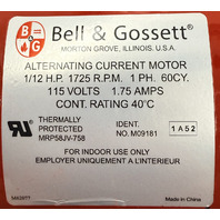 BELL & GOSSETT 106189 SERIES 100/B 1/12HP 115V BOOSTER CIRCULATOR PUMP