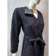 S MAX MARA WOMEN'S SMM AMBRA COTTON DETAIL DENIM DRESS WITH BELT SAMPLE SZ 8
