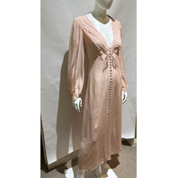 LOVE SHACK FANCY LINA SILK LACE TRIMMED DRESS IN POTPOURRI PINK D3001-3160 SZ 0