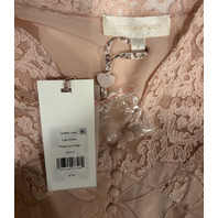 LOVE SHACK FANCY LINA SILK LACE TRIMMED DRESS IN POTPOURRI PINK D3001-3160 SZ 0