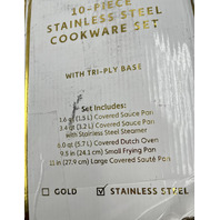 BILTMORE 10 PIECE STAINLESS STEEL COOKWARE SET WITH TRI-PLY BASE