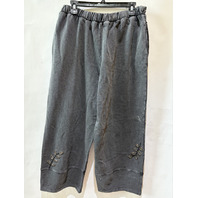JOHNNY WAS WOMEN'S FRENCH TERRY LINEN BARREL PANT CHARCOAL J64825 SZ LARGE L