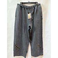 JOHNNY WAS WOMEN'S FRENCH TERRY LINEN BARREL PANT CHARCOAL J64825 SZ LARGE L