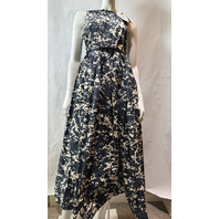 S MAX MARA WOMEN'S PRINTED COTTON DRESS WITH BELT SMM TERESA SAMPLE NAVY SIZE 8