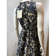 S MAX MARA WOMEN'S PRINTED COTTON DRESS WITH BELT SMM TERESA SAMPLE NAVY SIZE 8