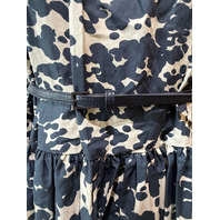 S MAX MARA WOMEN'S PRINTED COTTON DRESS WITH BELT SMM TERESA SAMPLE NAVY SIZE 8