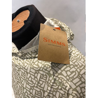 SIMMS MEN'S SOLARFLEX HOODY SUN SHIRT IN BLOCK PALE PINE 14330-1420-30 L LARGE