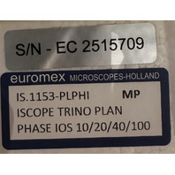 EUROMEX ISCOPE TRINOCULAR PHASE CONTRAST MICROSCOPE COMPLETE KIT IS.1153-PLPHI
