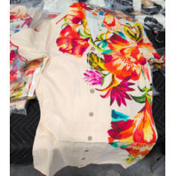 FARM RIO ANTHROPOLOGIE V-NECK PRINTED CREAM BUTTON UP TOP 278990-E SIZE S  $228