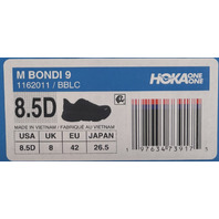 HOKA BONDI 9 1162011 BBLC MENS SIZE 8.5D BLACK/BLACK MESH CUSHIONED 42