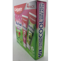 4 PACK COLGATE MAXFRESH TOOTHPASTE W/BREATH STRIPS WATERMELON BLAST /CITRUS 6/27