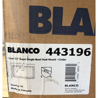 BLANCO LIVEN 33" SUPER SINGLE BOWL DUAL MOUNT SINK 443196 COLOR CINDER