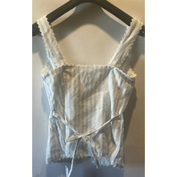 REFORMATION WOMENS VIOLA LINEN SWAN STRIPE BLOUSE SIZE 6 1317270SPW006
