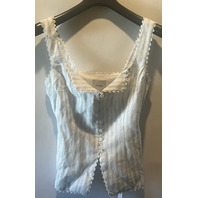 REFORMATION WOMENS VIOLA LINEN SWAN STRIPE BLOUSE SIZE 6 1317270SPW006